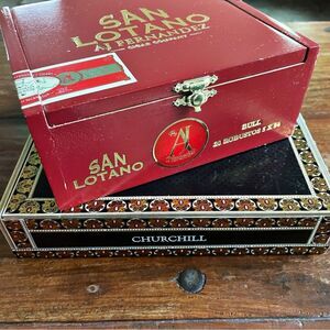 Set of 2 Flat Cigar Boxes Storage Containers Collecting